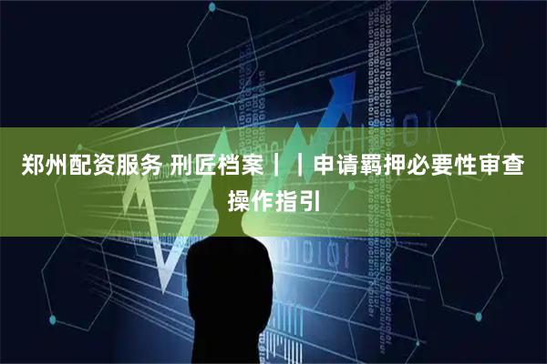 郑州配资服务 刑匠档案｜｜申请羁押必要性审查操作指引